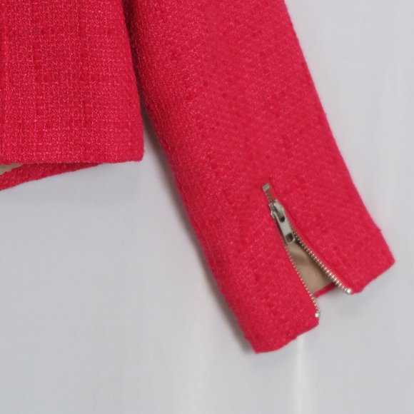 NWT MM Couture by Miss Me Hot Pink Tweed Zip Snap Long Sleeve Jacket Size S - Picture 8 of 9